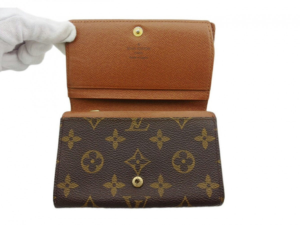 LOUIS VUITTON Long Wallet Purse M61730 Brown beige gold Portonebi Tresol