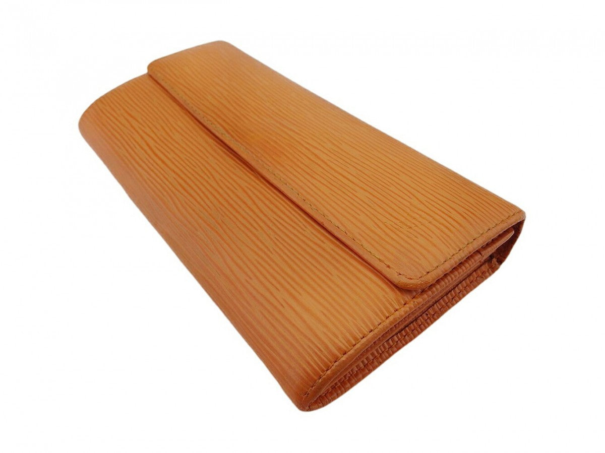 LOUIS VUITTON Long Wallet Purse M6359H Orange gold Pochette Portomonet Cartes Crdit