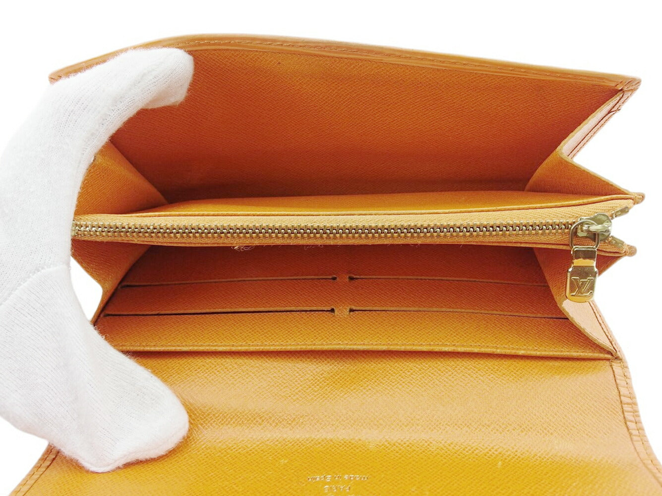 LOUIS VUITTON Long Wallet Purse M6359H Orange gold Pochette Portomonet Cartes Crdit