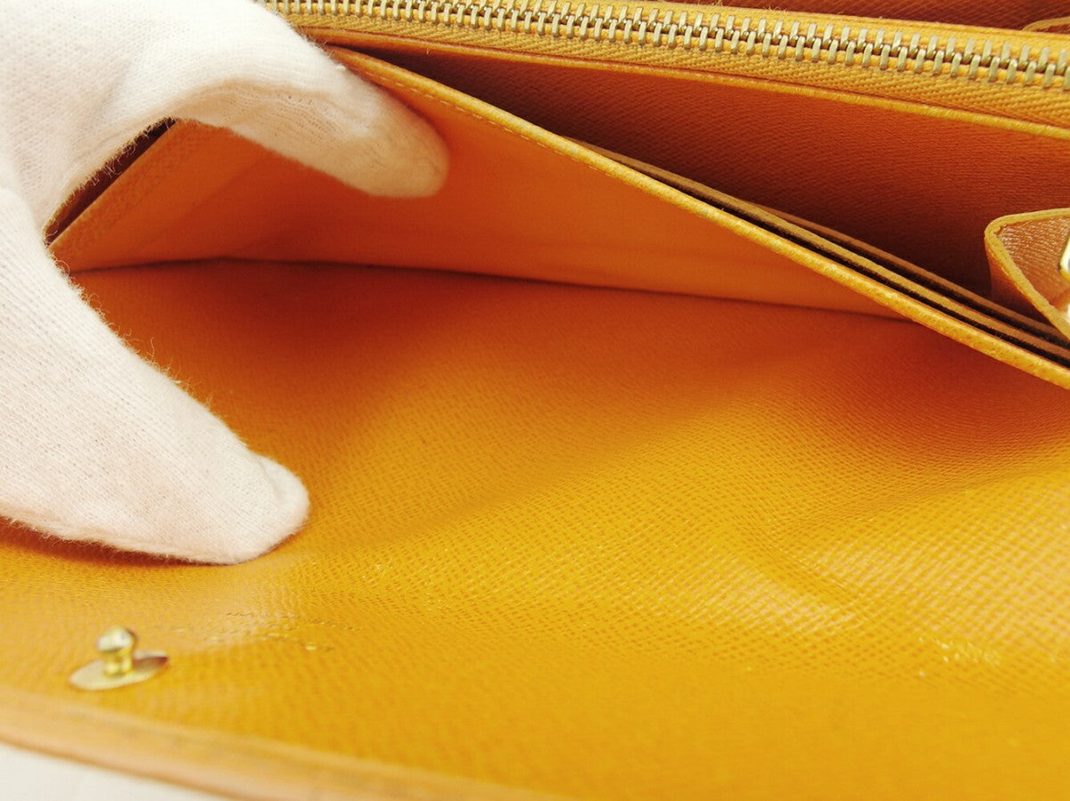 LOUIS VUITTON Long Wallet Purse M6359H Orange gold Pochette Portomonet Cartes Crdit