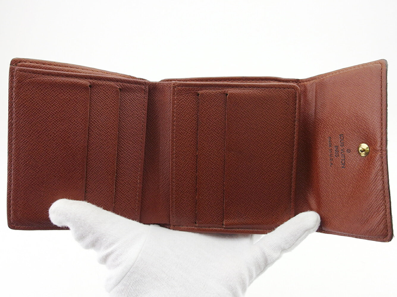 LOUIS VUITTON Bifold Wallet M61652 Brown beige gold Porte Monnaie Billets Cartes Credit