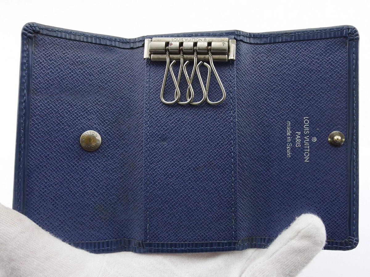 LOUIS VUITTON Key case Key holder M6382G Blue silver Multicles4