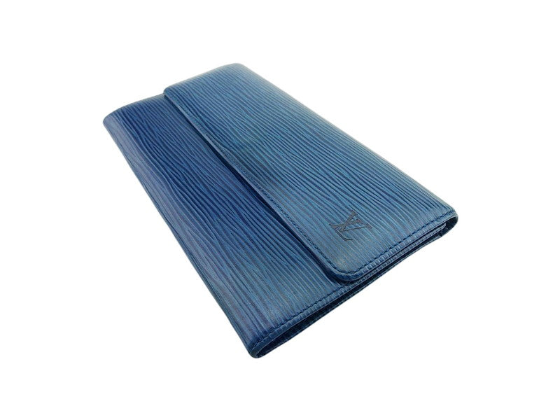 LOUIS VUITTON Long Wallet Purse M63565 blue Pochette Porto Monécredi