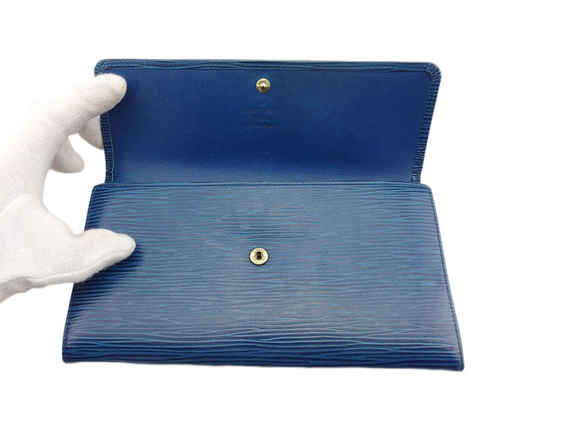 LOUIS VUITTON Long Wallet Purse M63565 blue Pochette Porto Monécredi