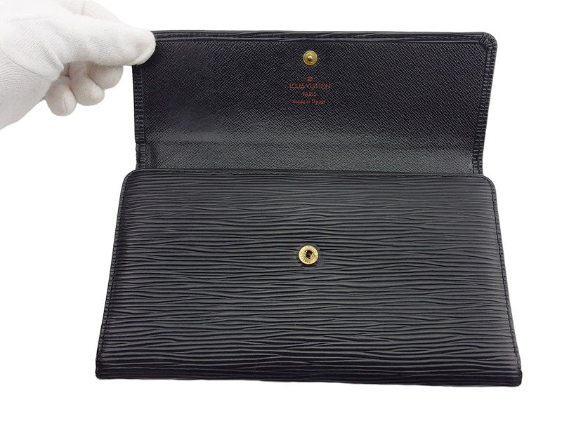 LOUIS VUITTON Long Wallet Purse M63382 black Porte Tresor International