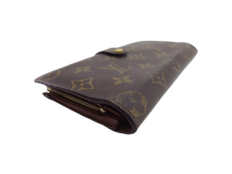 LOUIS VUITTON Long Wallet Purse T61217 Brown beige gold North America exclusive Continental Clutch