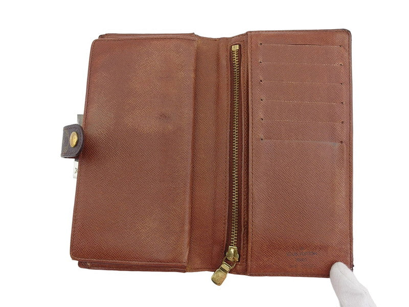 LOUIS VUITTON Long Wallet Purse T61217 Brown beige gold North America exclusive Continental Clutch