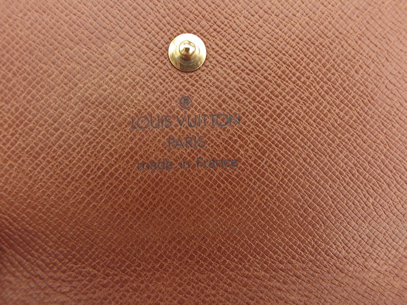 LOUIS VUITTON Bifold Wallet M61652 Brown beige gold Porte Monnaie Billets Cartes Credit