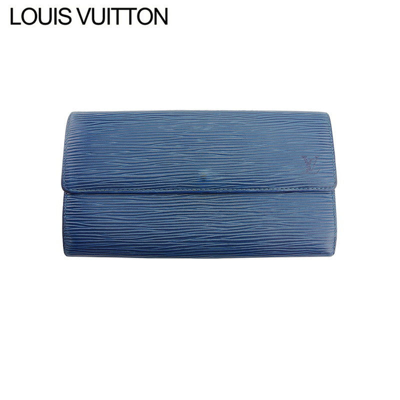 LOUIS VUITTON Long Wallet Purse M63575 Blue gold Pochette Porto Monécredi