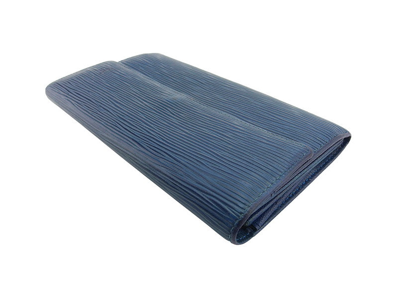 LOUIS VUITTON Long Wallet Purse M63575 Blue gold Pochette Porto Monécredi