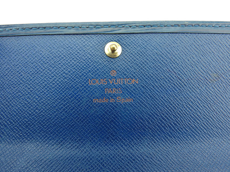 LOUIS VUITTON Long Wallet Purse M63575 Blue gold Pochette Porto Monécredi