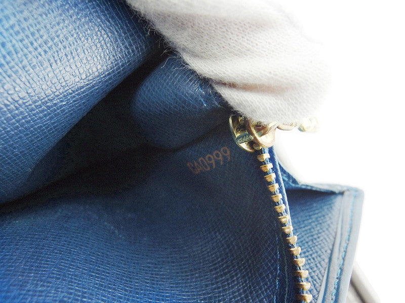 LOUIS VUITTON Long Wallet Purse M63575 Blue gold Pochette Porto Monécredi