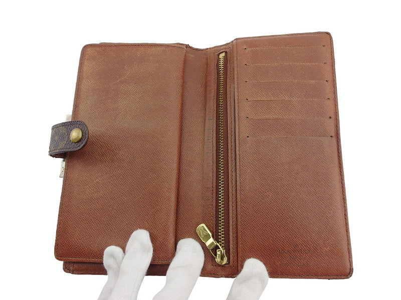 LOUIS VUITTON Long Wallet Purse T61217 Brown beige gold North America exclusive Continental Clutch