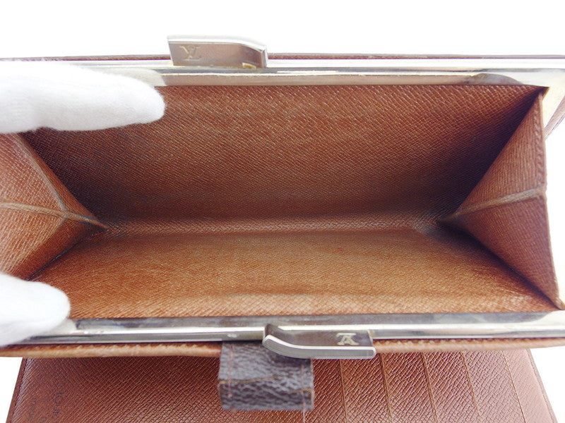 LOUIS VUITTON Long Wallet Purse T61217 Brown beige gold North America exclusive Continental Clutch