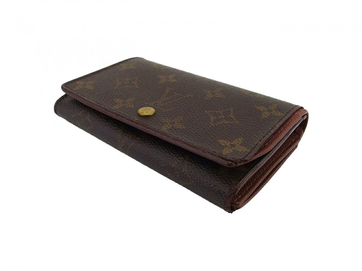 LOUIS VUITTON Long Wallet Purse M61730 Brown beige gold Portonebi Tresol