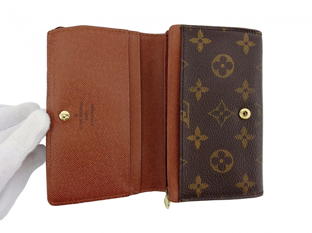LOUIS VUITTON Long Wallet Purse M61730 Brown beige gold Portonebi Tresol