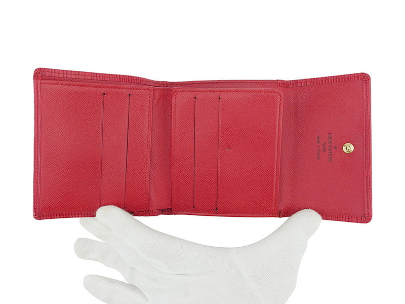 LOUIS VUITTON Bifold Wallet M63487 Red Porte Monnaie Billets Cartes Credit