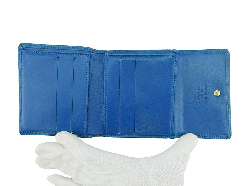 LOUIS VUITTON Bifold Wallet M63485 blue Porte Monnaie Billets Cartes Credit