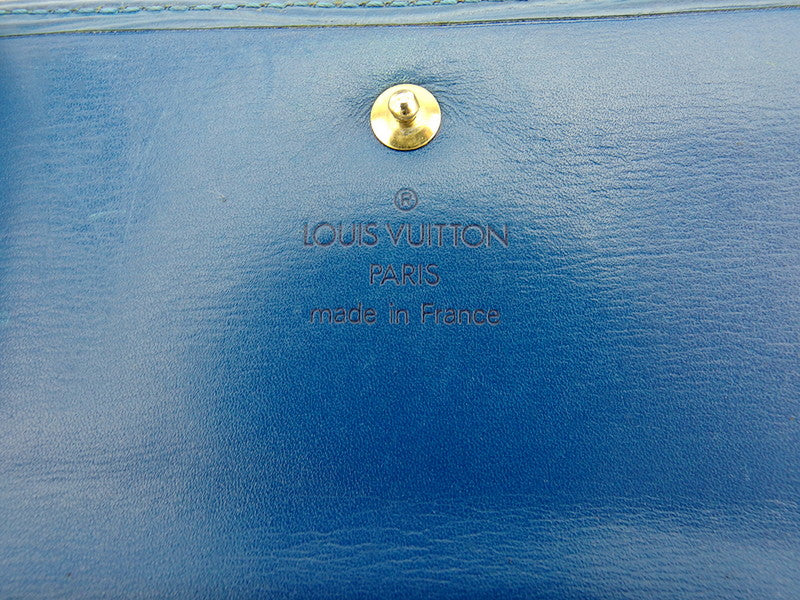 LOUIS VUITTON Bifold Wallet M63485 blue Porte Monnaie Billets Cartes Credit