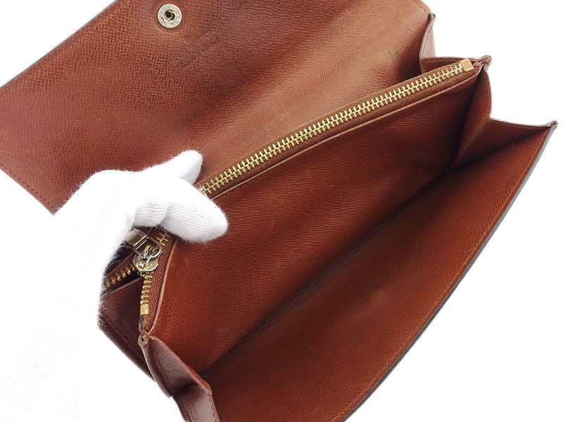 LOUIS VUITTON Long Wallet Purse M61724 Brown beige Pochette Porto Monécredi