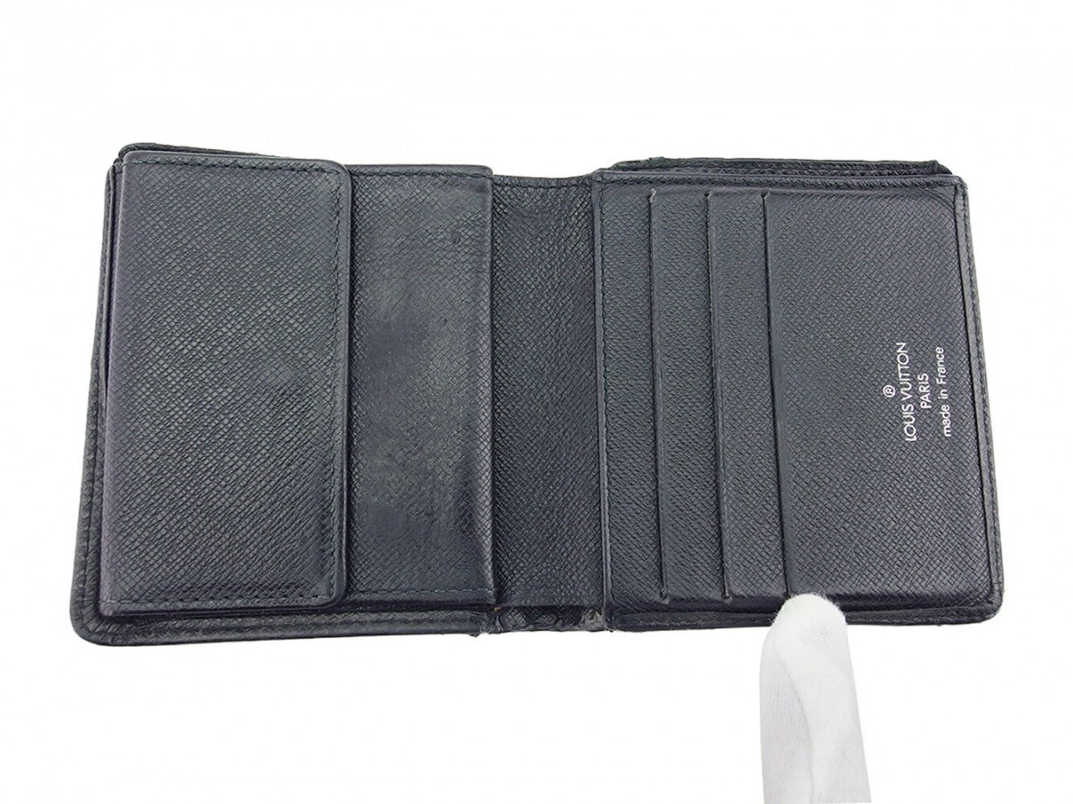 LOUIS VUITTON Bifold Wallet Noir Taiga Line