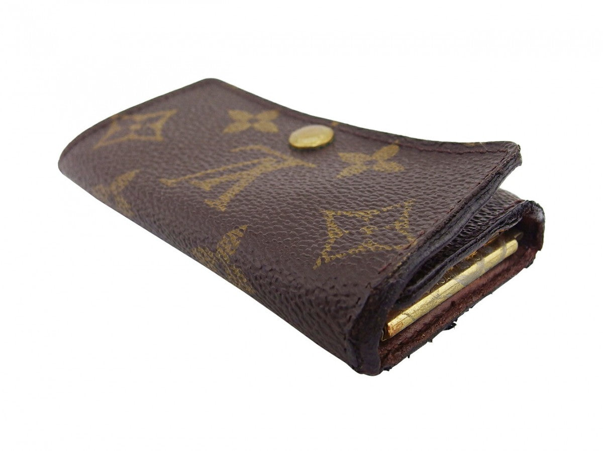 LOUIS VUITTON Key case Key holder Brown x beige x gold Multicles4