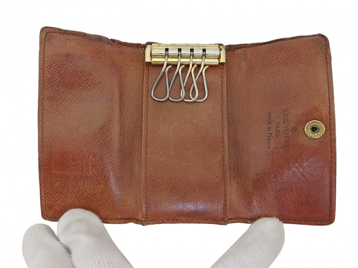 LOUIS VUITTON Key case Key holder Brown x beige x gold Multicles4