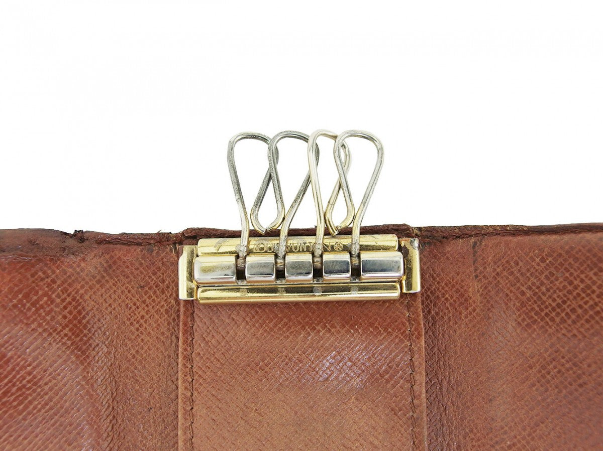 LOUIS VUITTON Key case Key holder Brown x beige x gold Multicles4