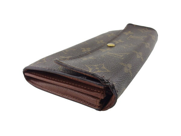 LOUIS VUITTON Long Wallet Purse Brown beige gold Portomoné Credit
