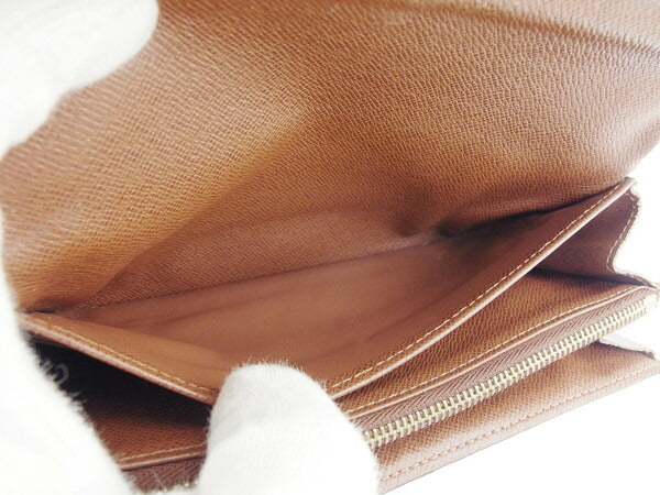 LOUIS VUITTON Long Wallet Purse Brown beige gold Portomoné Credit