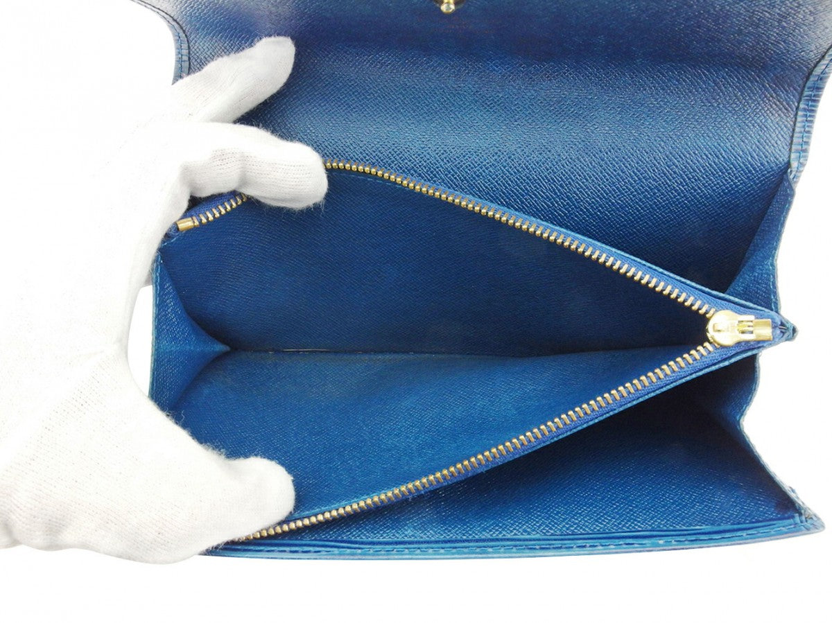 LOUIS VUITTON Long Wallet Purse M63575 blue Pochette Porto Monécredi