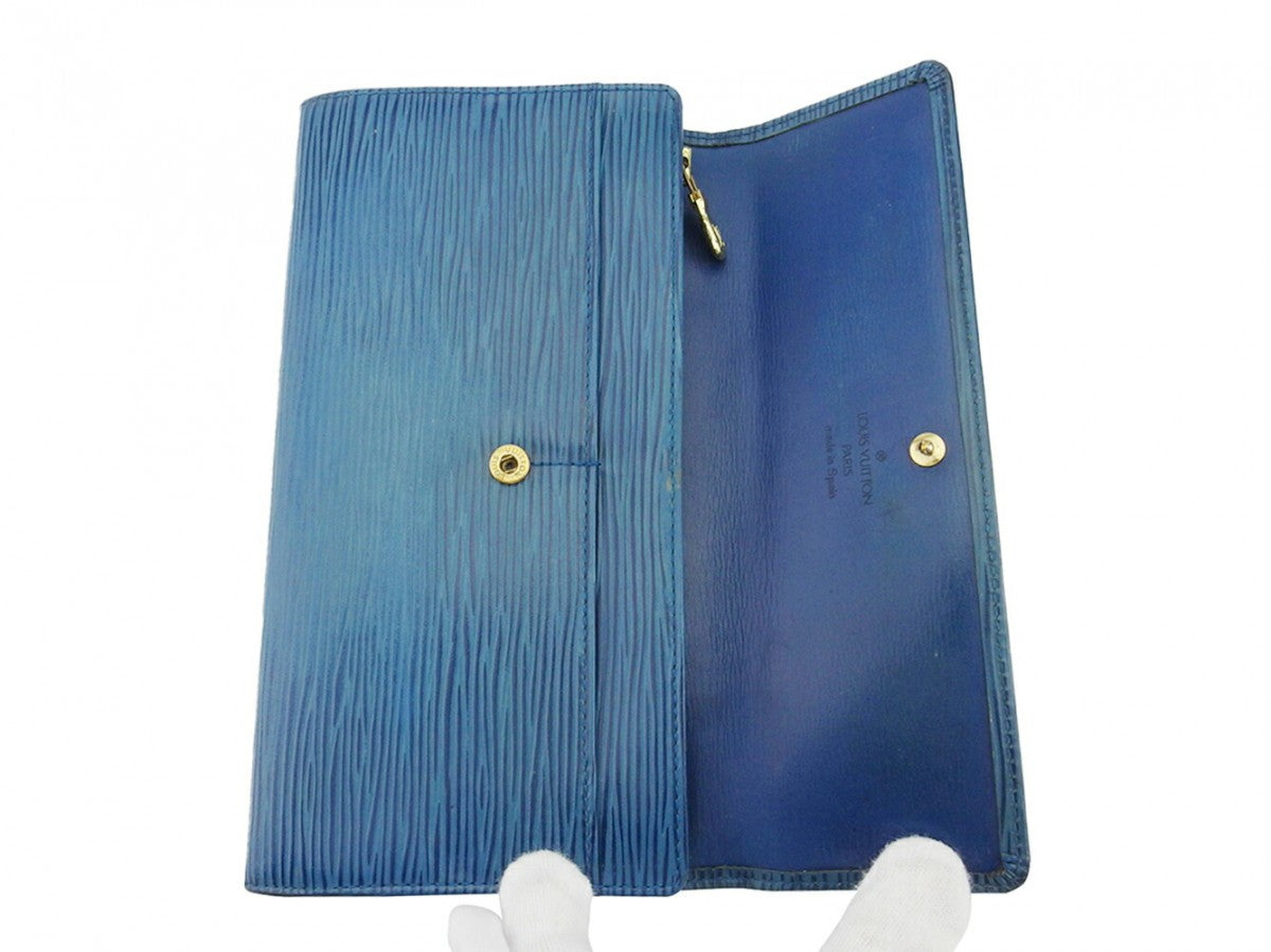 LOUIS VUITTON Long Wallet Purse M63575 blue Pochette Porto Monécredi