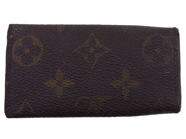 LOUIS VUITTON Key case Key holder Dark brown x beige Multicles4
