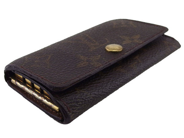 LOUIS VUITTON Key case Key holder Dark brown x beige Multicles4