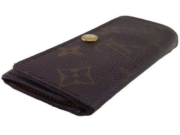 LOUIS VUITTON Key case Key holder Dark brown x beige Multicles4