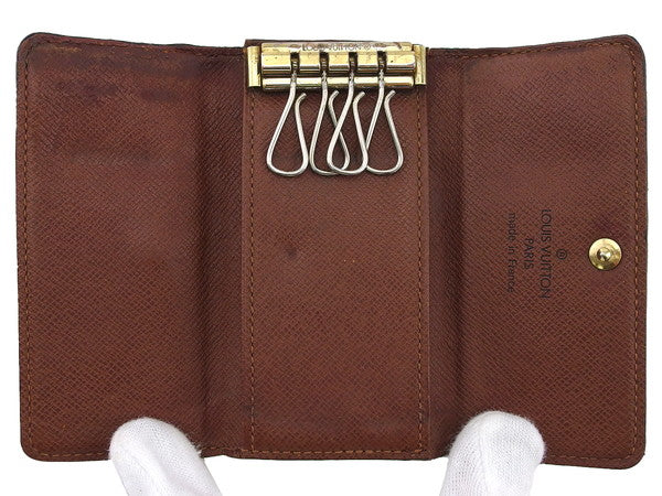 LOUIS VUITTON Key case Key holder Dark brown x beige Multicles4