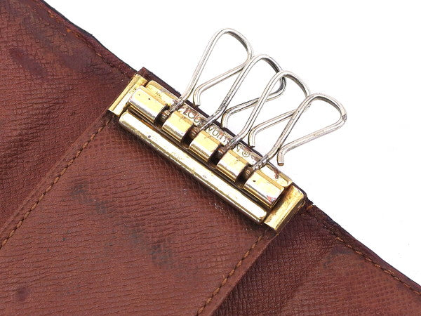 LOUIS VUITTON Key case Key holder Dark brown x beige Multicles4