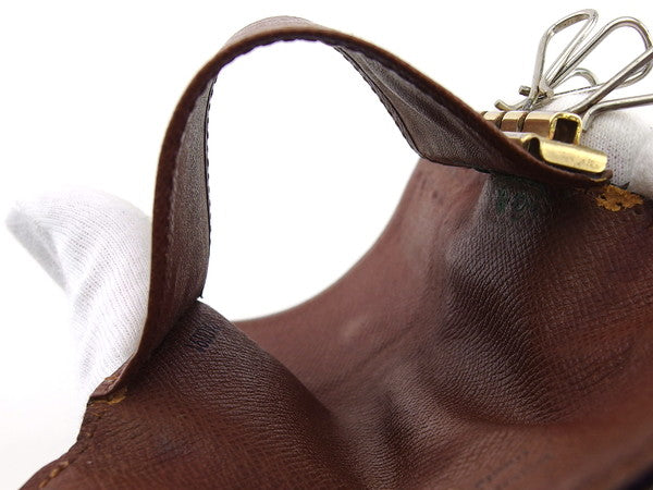 LOUIS VUITTON Key case Key holder Dark brown x beige Multicles4