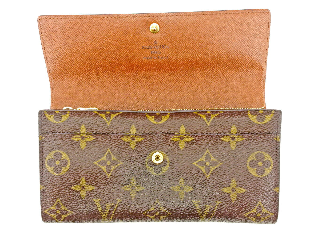 LOUIS VUITTON Long Wallet Purse M61725 Brown Pochette Porto Monécredi