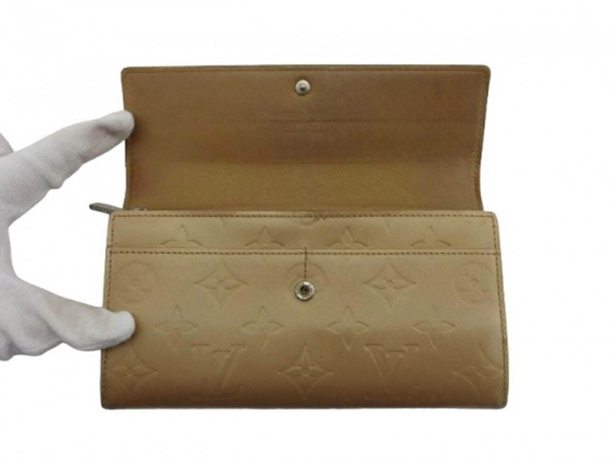 LOUIS VUITTON Long Wallet Purse Ambre (Beige) Pochette Porto Monécredi