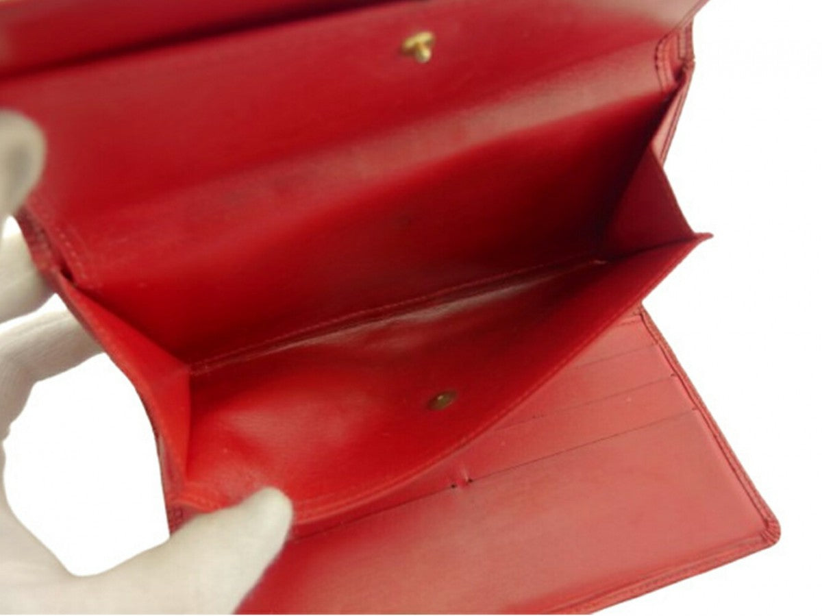 LOUIS VUITTON Bifold Wallet M63717 Red Porte TresorEtui Papie