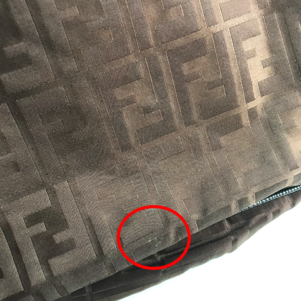 FENDI Tote Bag Nylon / leather Brown Zucca FF pattern