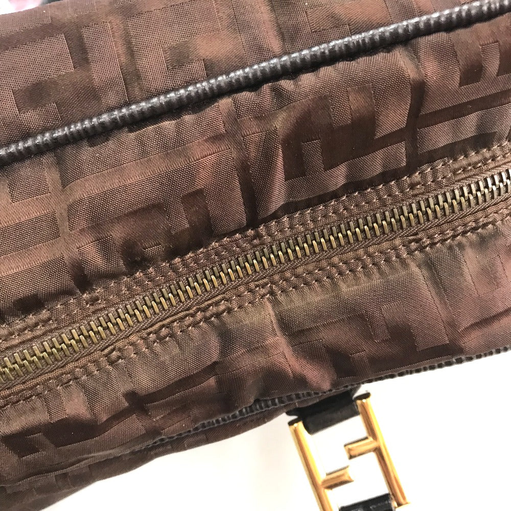 FENDI Tote Bag Nylon / leather Brown Zucca FF pattern