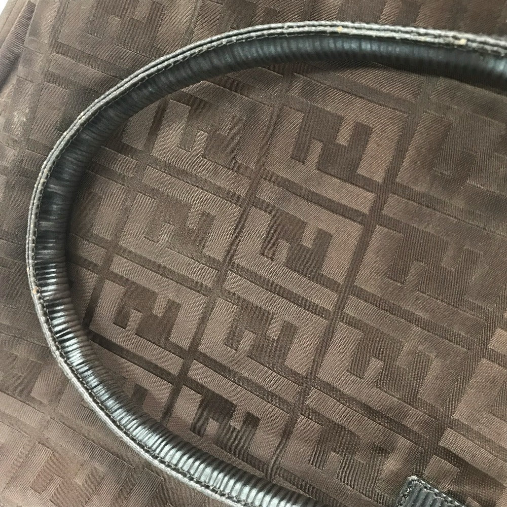 FENDI Tote Bag Nylon / leather Brown Zucca FF pattern