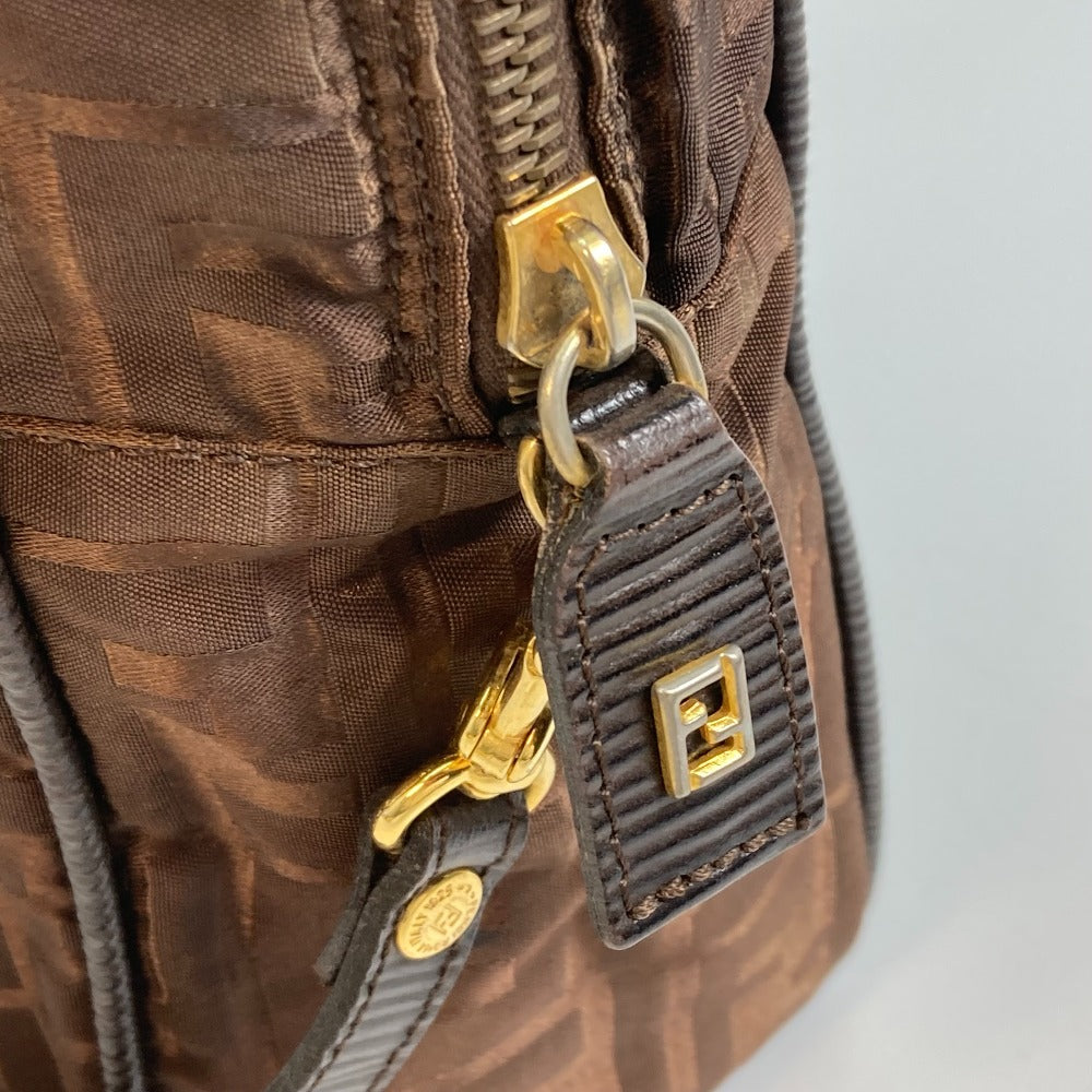 FENDI Tote Bag Nylon / leather Brown Zucca FF pattern