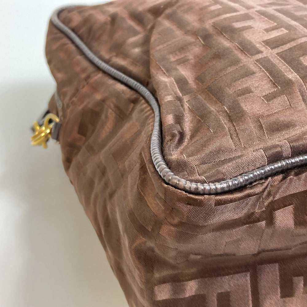 FENDI Tote Bag Nylon / leather Brown Zucca FF pattern
