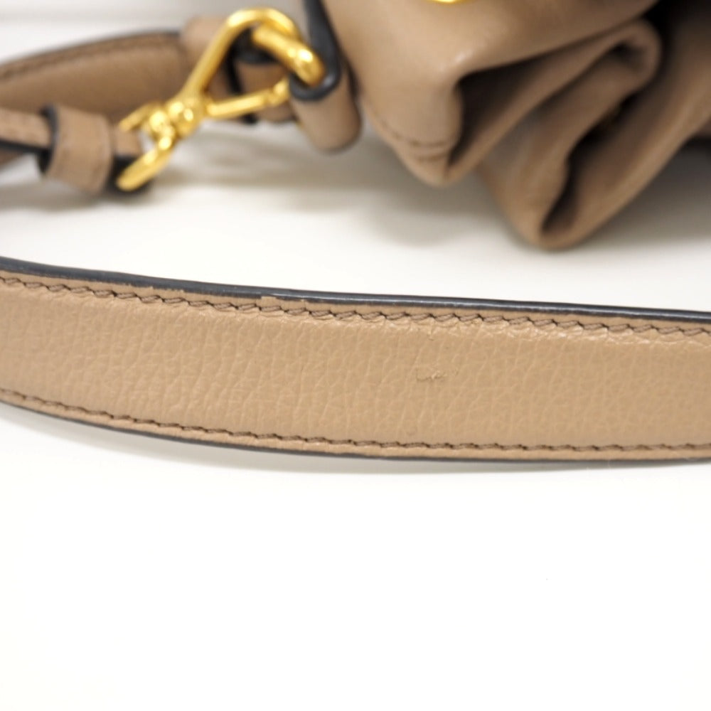 PRADA Handbag 1BH038 leather beige 2WAYShoulder Bag Women Used Authentic