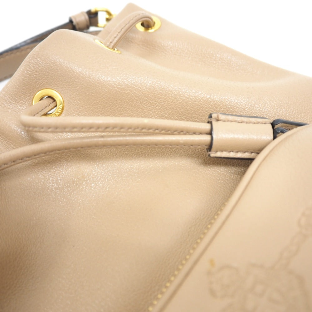 PRADA Handbag 1BH038 leather beige 2WAYShoulder Bag Women Used Authentic
