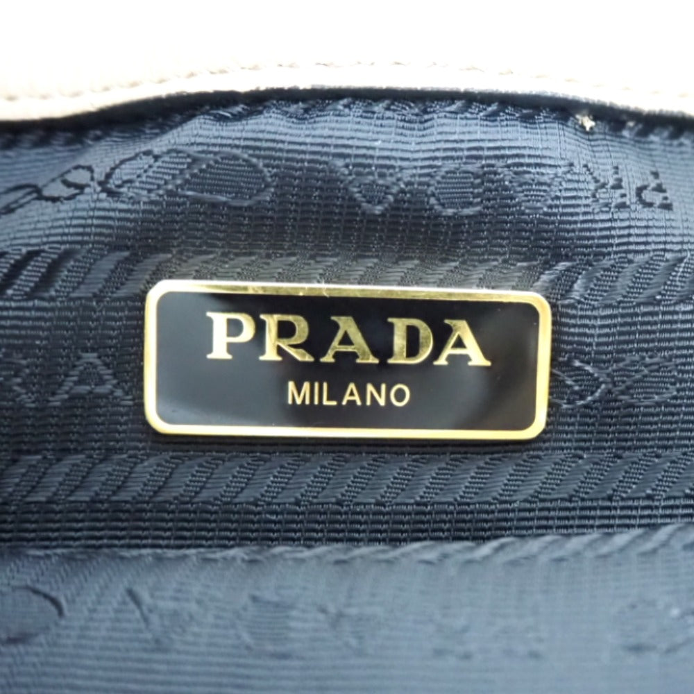 PRADA Handbag 1BH038 leather beige 2WAYShoulder Bag Women Used Authentic