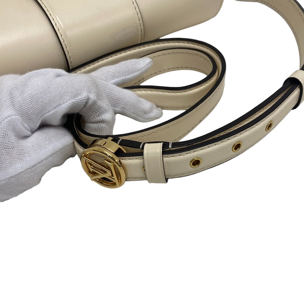 LOUIS VUITTON Shoulder Bag M55950 Calfskin Ivory LV logo Ponneuf Women Used Authentic